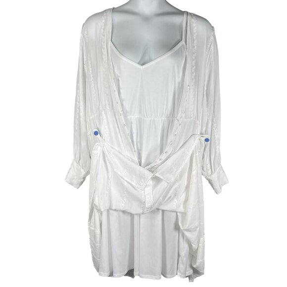 Torrid Womens 5X Button Up Long Sleeve Midi Challis White Dress Cottagecore Boho - Picture 3 of 16